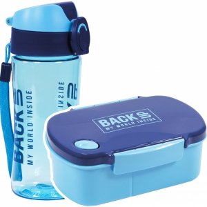 Zestaw bidon i śniadaniówka BackUP niebieski (BB6A58+SB5B58)