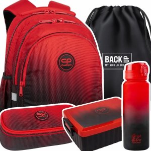 ZESTAW 5 el. Plecak wczesnoszkolny CoolPack JERRY 21 L czerwone ombre, GRADIENT CRANBERRY (F029756SET5CZ)