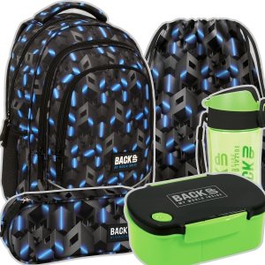 ZESTAW 5 el. Plecak szkolny młodzieżowy BackUP 26 L wzory 3D, RIDDLE (PLB6X44SET5CZ)