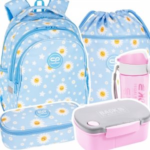 ZESTAW 5 el. Plecak wczesnoszkolny CoolPack JERRY 21 L stokrotki, DAISY SUN (F029834SET5CZ)