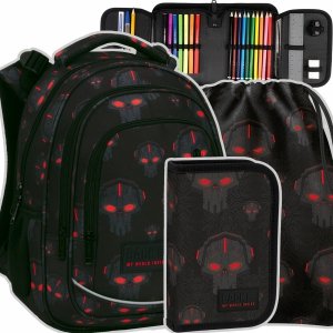 ZESTAW 3 el. Plecak wczesnoszkolny BackUP 24 L ROBOTY RED (PLB6R45SET3CZ)