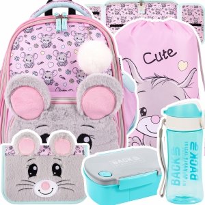 ZESTAW 5 el. Tornister Plecak wczesnoszkolny BAMBINO myszka, MOUSE B8 (63772SET5CZ)