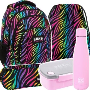 ZESTAW 5 el. Plecak szkolny młodzieżowy BackUP 26 L KOLOROWA ZEBRA (PLB6A35SET5CZ)