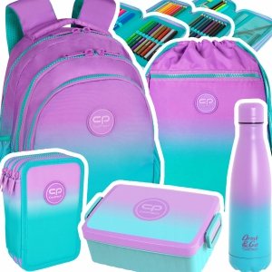 ZESTAW 5 el. Plecak wczesnoszkolny CoolPack JERRY 21 L fioletowe ombre, GRADIENT BLUEBERRY (E29505SET5CZ)