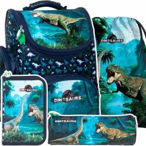 ZESTAW 4 el. Tornister szkolny ergonomiczny DINOZAURY (TEMBDN19SET4CZ)