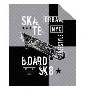 Narzuta dziecięca na łóżko SKATE Deskorolka  170 x 210 cm (K080)