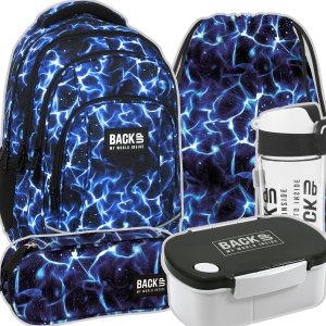 ZESTAW 5 el. Plecak szkolny młodzieżowy BackUP 26 L niebieskie wzory, SKY WATER (PLB6A47SET5CZ)