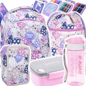 ZESTAW 5 el. Tornister Plecak CoolPack TURTLE  25 L króliczki, WHITE BUNNY (F015833SET5CZ)