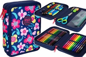 Piórnik CoolPack dwukomorowy z wyposażeniem JUMPER XL kwiatki, MARGARET (E77599)