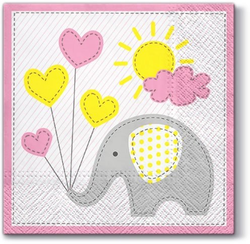 Serwetki dekoracyjne Cute Elephant SŁONIK 33x33 cm (SDL064613)