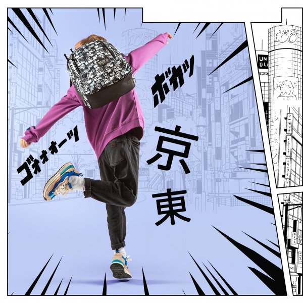 ZESTAW 3 el. Plecak szkolny młodzieżowy BackUP 26 L komiks anime, MANGA (PLB5X43SET3CZ)