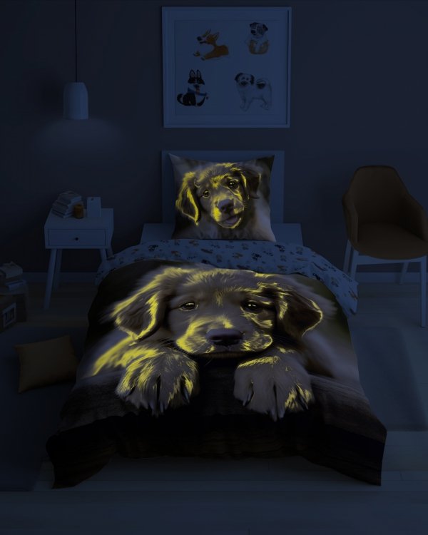 Pościel świecąca w ciemności DOG PIESEK 140 x 200 cm komplet pościeli (4904A)