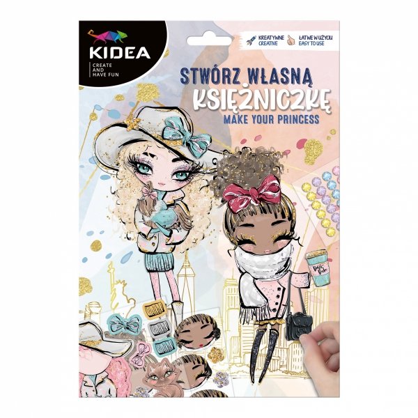 STWÓRZ WŁASNĄ KSIĘŻNICZKĘ KIDEA 12 STYLIZACJI NALEPKI DIAMENCIKI KIDEA