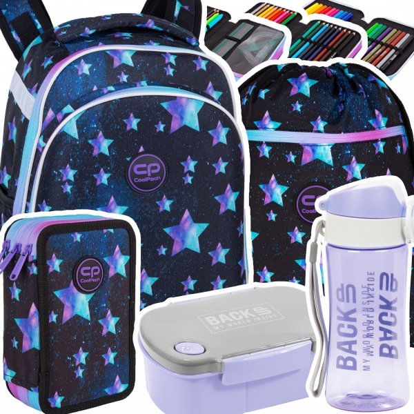 ZESTAW 5 el. Tornister Plecak CoolPack TURTLE  25 L gwiazdy, STAR NIGHT (F015830SET5CZ)