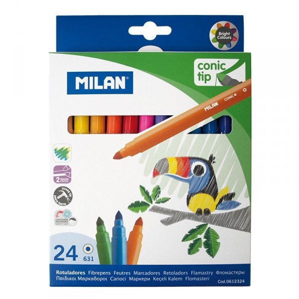 Flamastry ze stożkową końcówką Milan 24 kolory (0612324)