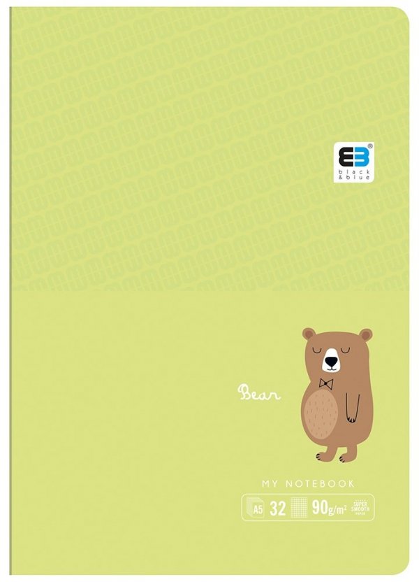 Zeszyt A5 w kolorową linię 32 kartek BEAR niedźwiedź (61311)