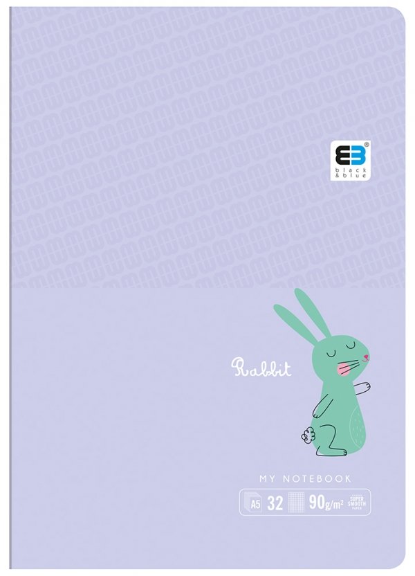 Zeszyt A5 w kolorową linię 16 kartek B&amp;B RABBIT króliczek (55563)