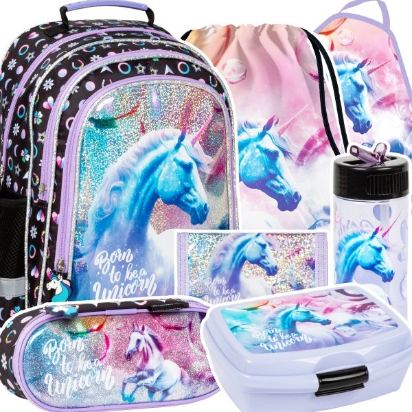 ZESTAW 7 el. Plecak szkolny UNICORN Jednorożec (PL15BJR15SET7CZ)