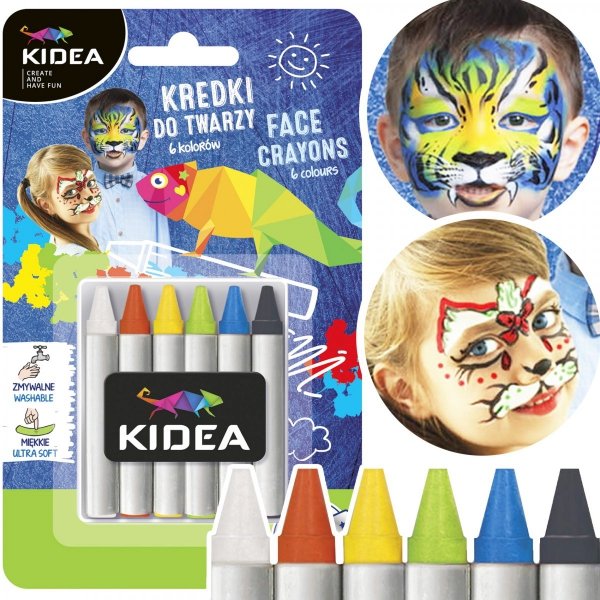 Kredki do malowania twarzy 6 kolorów KIDEA (KDT6KA)