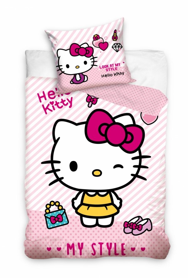 Pościel bawełniana HELLO KITTY 160 x 200 cm komplet pościeli (HK224003)