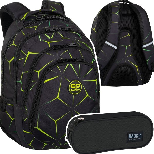 ZESTAW 2 el. Plecak CoolPack DRAFTER 28 L zielone wzory, QUAKE (F010750SET2CZ)