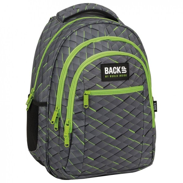 Plecak szkolny młodzieżowy BackUP 26 L zielone wzory, PIXEL (PLB5O53)