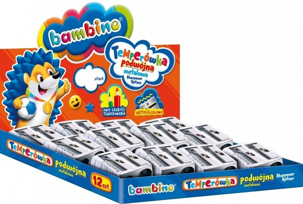 12x Temperówka podwójna metalowa BAMBINO (03219SET12CZ)