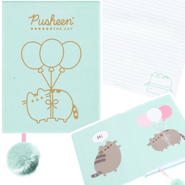 Pamiętnik pluszowy notes PUSHEEN + 3x długopis wymazywalny Bambino (58013+59317)