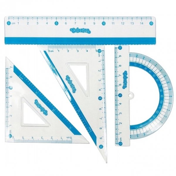 Zestaw geometryczny 4 el. 15 cm COLORINO School niebieski (39606)