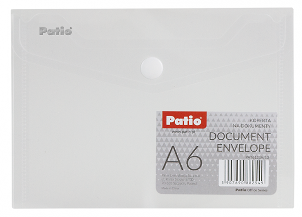 Teczka koperta transparentna na dokumenty A6 PATIO biała (PAT6133A/N/13)