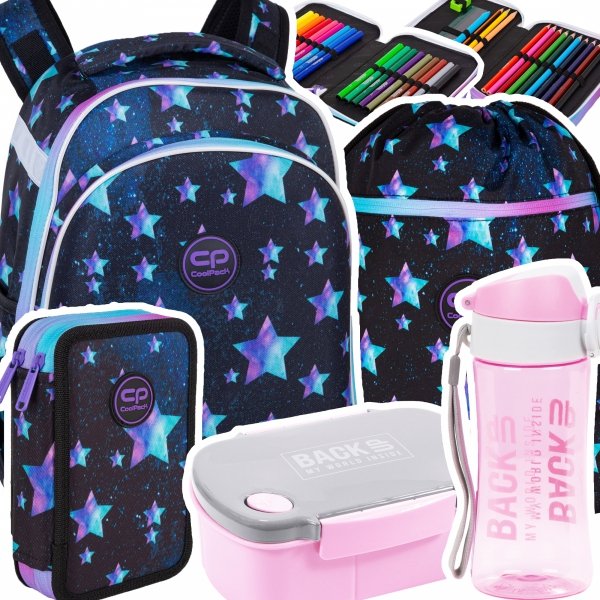 ZESTAW 5 el. Tornister Plecak CoolPack TURTLE  25 L gwiazdy, STAR NIGHT (F015830SET5CZ)