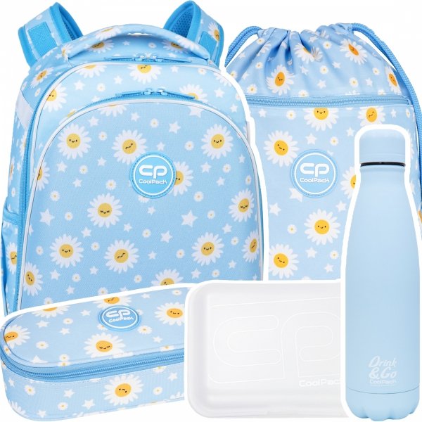 ZESTAW 5 el. Tornister Plecak CoolPack TURTLE  25 L stokrotki, DAISY SUN (F015834SET5CZ)