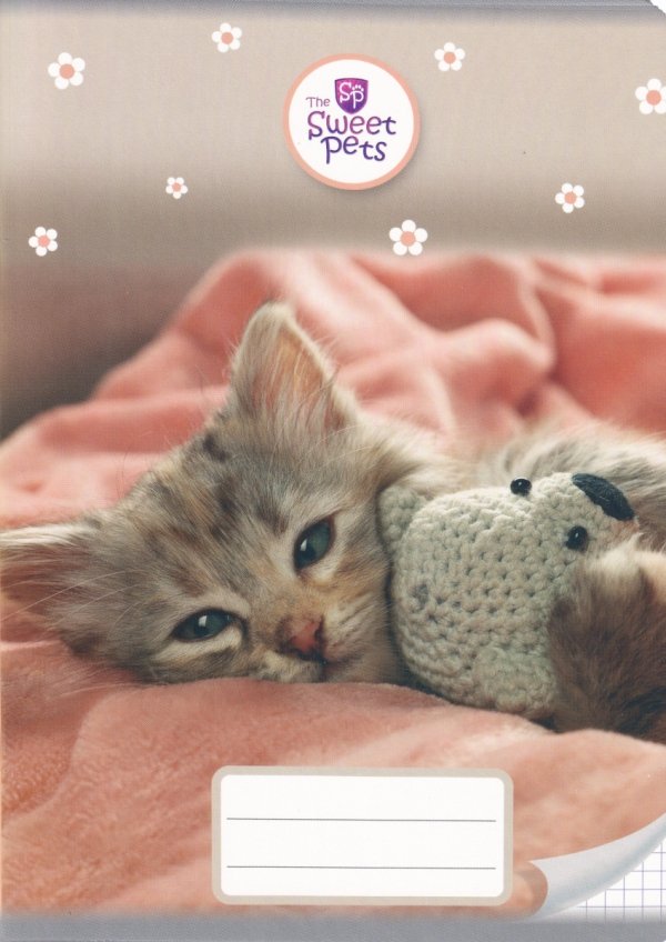 Zeszyt A5 w kratkę 16 kartek THE SWEET PETS KOTEK PIESEK (12696)