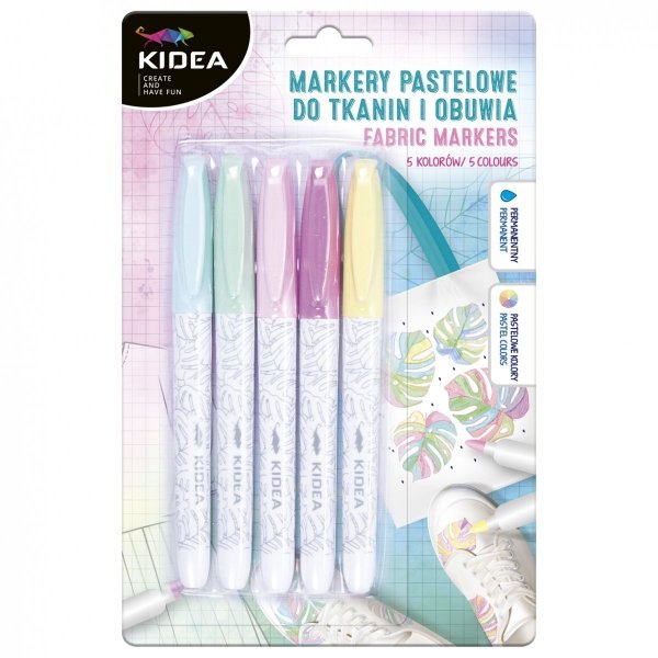 Markery pastelowe do obuwia i tkanin 5 kolorów KIDEA (MPOT5KA)