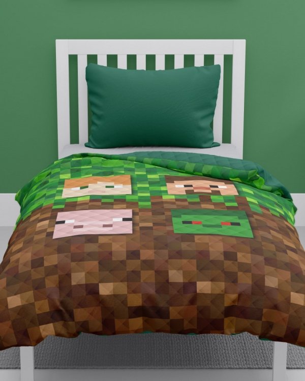 Narzuta dziecięca na łóżko GAME dla fana gry Minecraft 170 x 210 cm (K73)