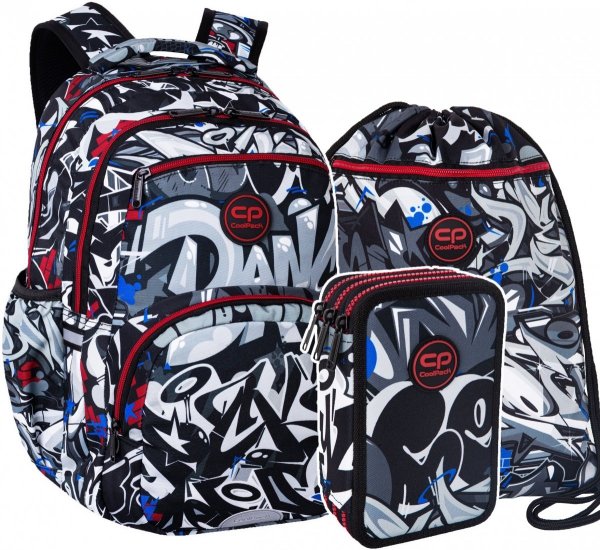 ZESTAW 3 el. Plecak CoolPack PICK  23 L graffiti, STREET ART (F099706SET3CZ)
