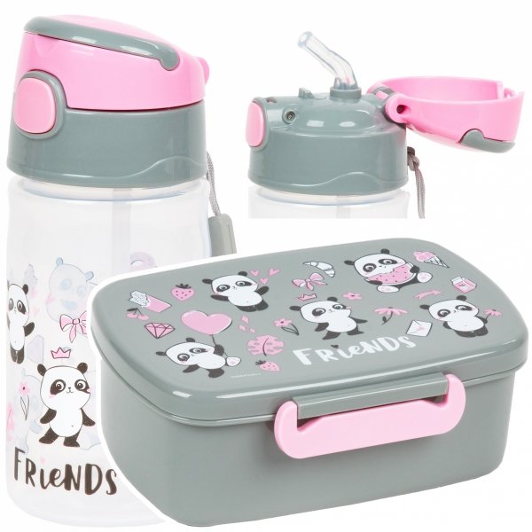 Zestaw bidon i śniadaniówka BackUP panda, FRIEND 360 ml (BC05+SA05)