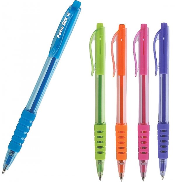 5 x Długopis NEON wkład niebieski PATIO (31660ZESTAW)