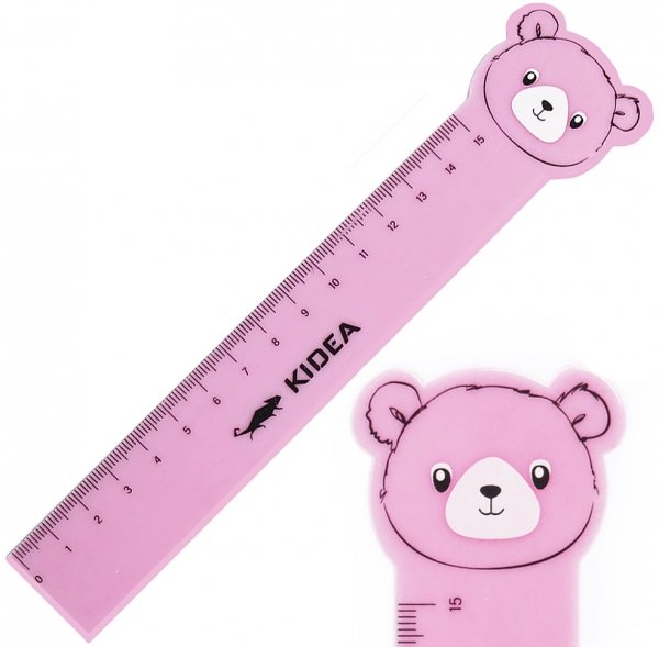 Linijka plastikowa z figurką 15 cm MIŚ Kidea (LF15CMKA)