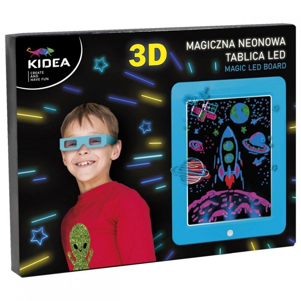 Magiczna neonowa tablica 3D LED KIDEA niebieska (MNT3DLKAN)