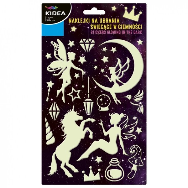Naklejki na ubrania świecące w ciemności MAGICZNY ŚWIAT Kidea (NUSMSKA)