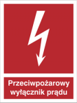 Znak Przeciwpożarowy wyłącznik prądu 219 Płyta Foto 150X200 M