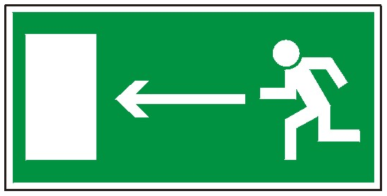 Kierunek do wyjścia drogi ewakuacyjnej w lewo (PF)