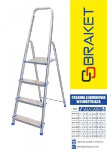 DRABINA ALUMINIOWA WOLNOSTOJĄCA 121CM 2 STOPNIE + PODEST