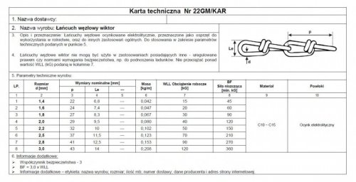 ŁAŃCUCH WĘZŁOWY &#039; VIKTOR &#039; OCYNKOWANY 1.4MM