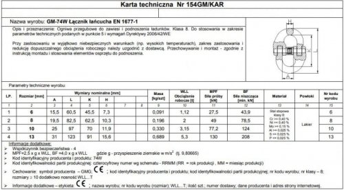 OGNIWO PRZEGUBOWE GM74W-G8 13MM WLL 5.3T