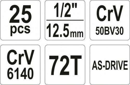 ZESTAW NARZĘDZIOWY 1/2&#039;&#039; 25 CZĘŚCI L
