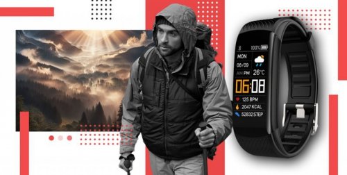 Smartband Giewont Fit&GO Duo GW200-1 - Black + Pasek Alert Red