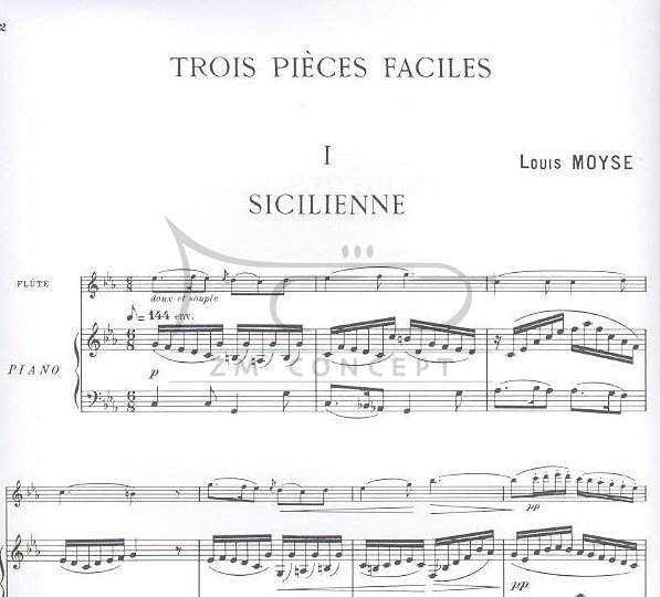 Moyse L.: Sicilienne z serii Trois Pieces Faciles nr I na flet i fortepian