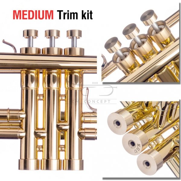 KGU MEDIUM zestaw nakrętek i kapsli do trąbki Bach/B&amp;S Trumpet Trim Kit - Raw Brass